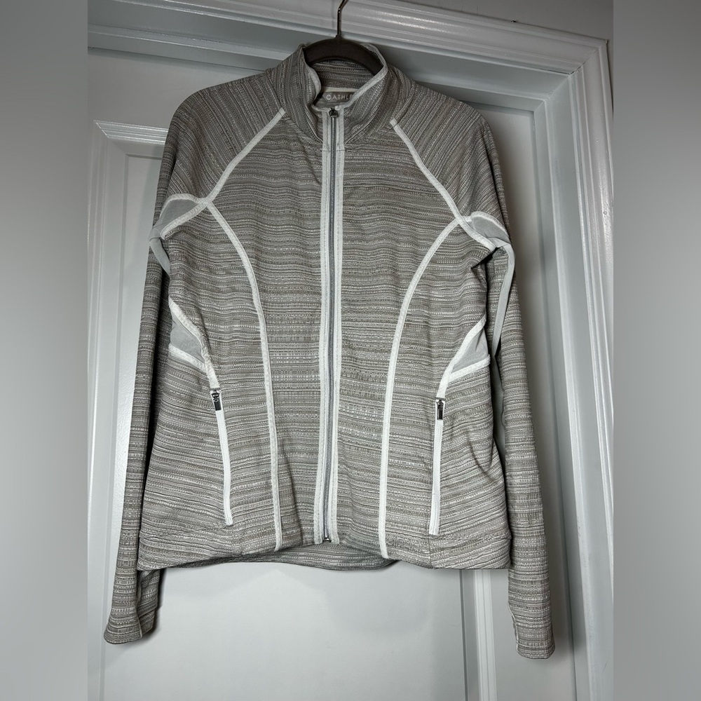 Athleta Women's Elation Tan and White‎ Powervita Jacket